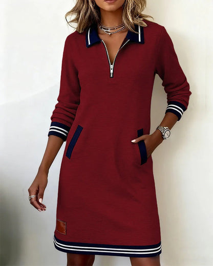 Dames Sweaterjurk Lange Mouw met Polokraag en Ritssluiting
