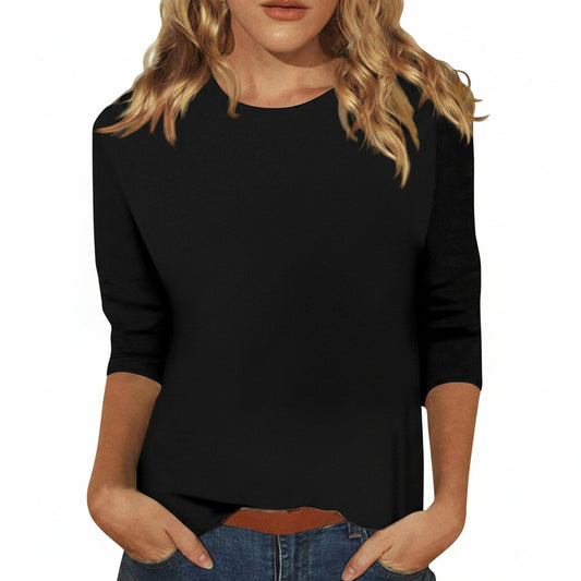 Dames T-shirt Driekwart Mouw met Ronde Hals en Regular Fit