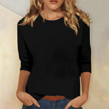 Dames T-shirt Driekwart Mouw met Ronde Hals en Regular Fit