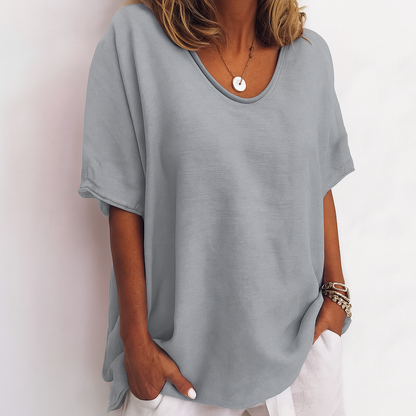 Dames T-Shirt Oversized met V-hals en Korte Mouw