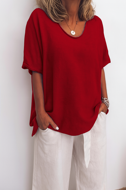 Dames T-Shirt Oversized met V-hals en Korte Mouw