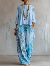 Dames Toesuit met Asymmetrische Oversized Top en Bloemenprint Broek