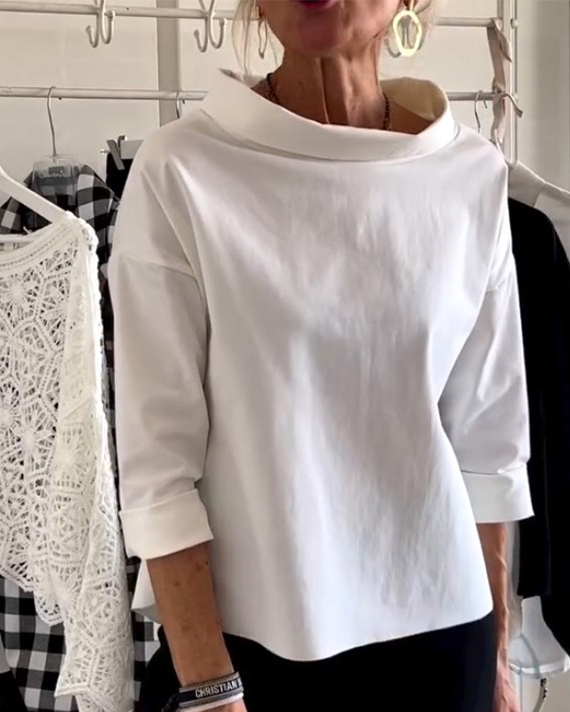 Dames Top met Waterval Hals en Driekwart Mouwen