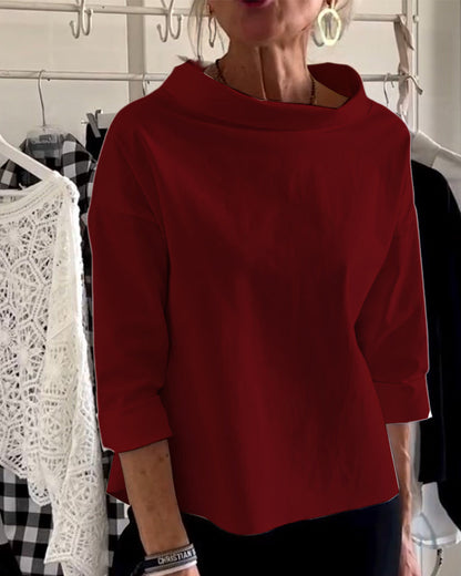 Dames Top met Waterval Hals en Driekwart Mouwen