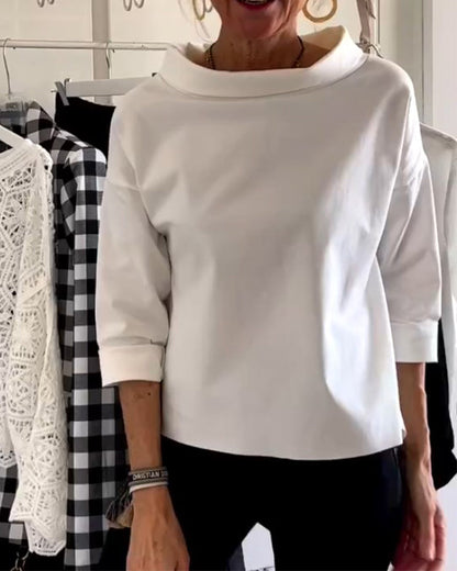 Dames Top met Waterval Hals en Driekwart Mouwen