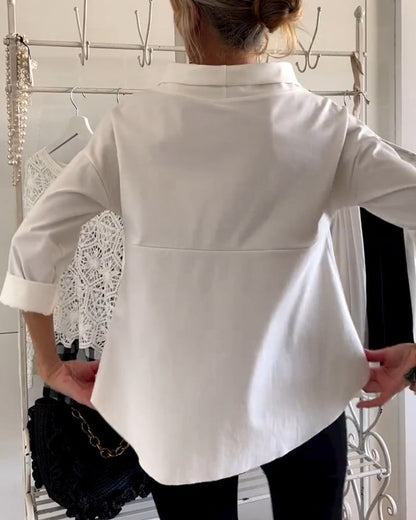 Dames Top met Waterval Hals en Driekwart Mouwen