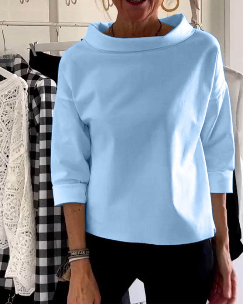 Dames Top met Waterval Hals en Driekwart Mouwen