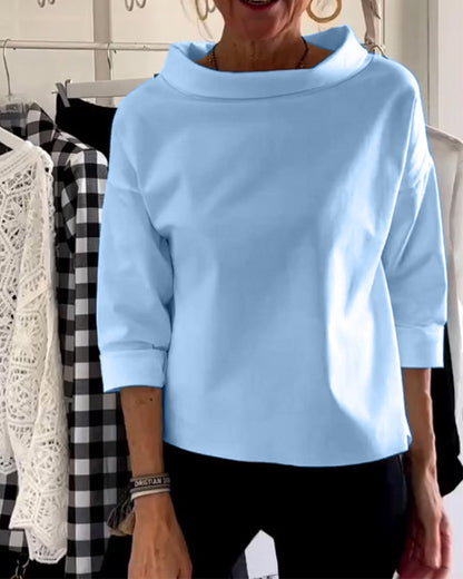 Dames Top met Waterval Hals en Driekwart Mouwen