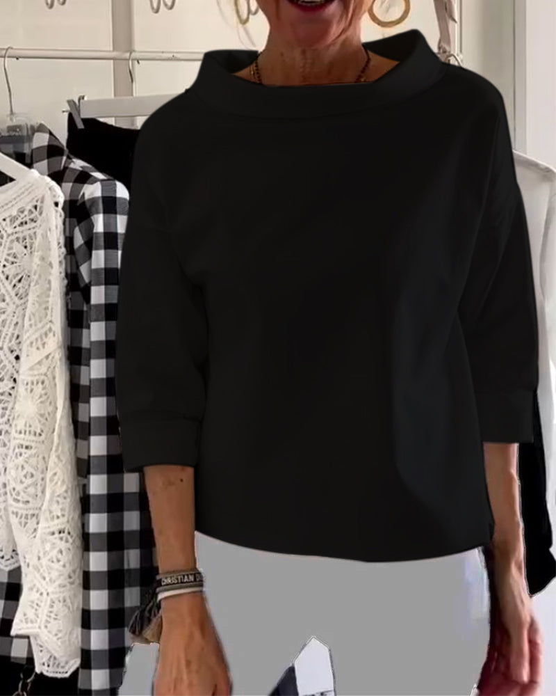 Dames Top met Waterval Hals en Driekwart Mouwen