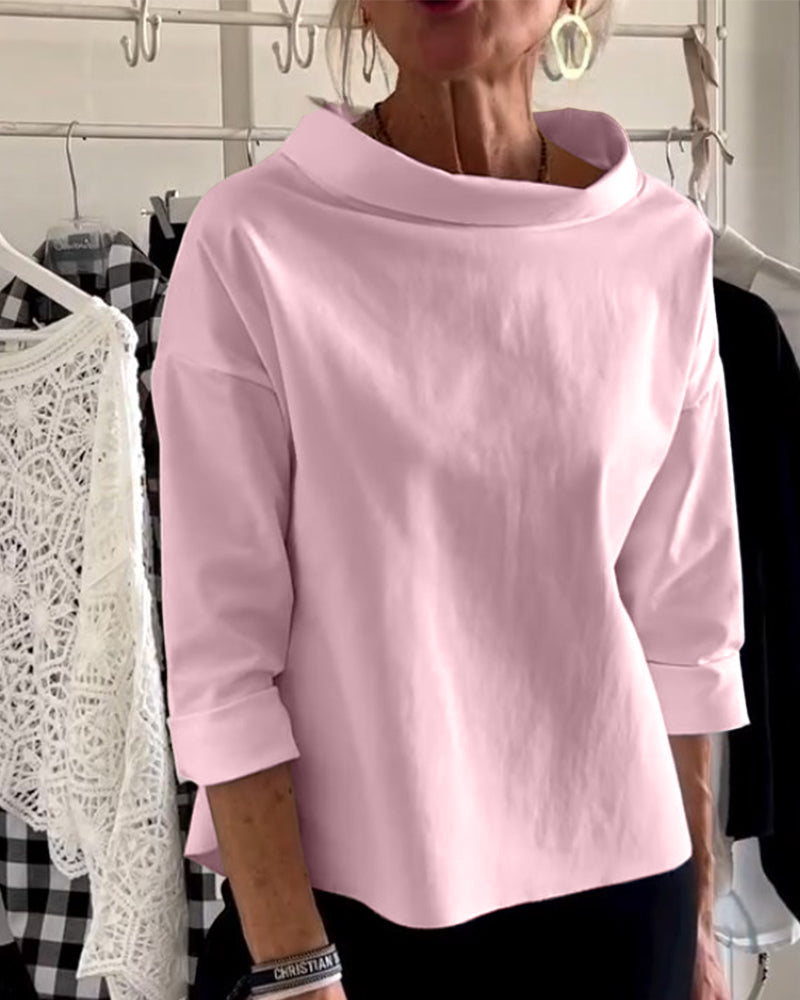Dames Top met Waterval Hals en Driekwart Mouwen
