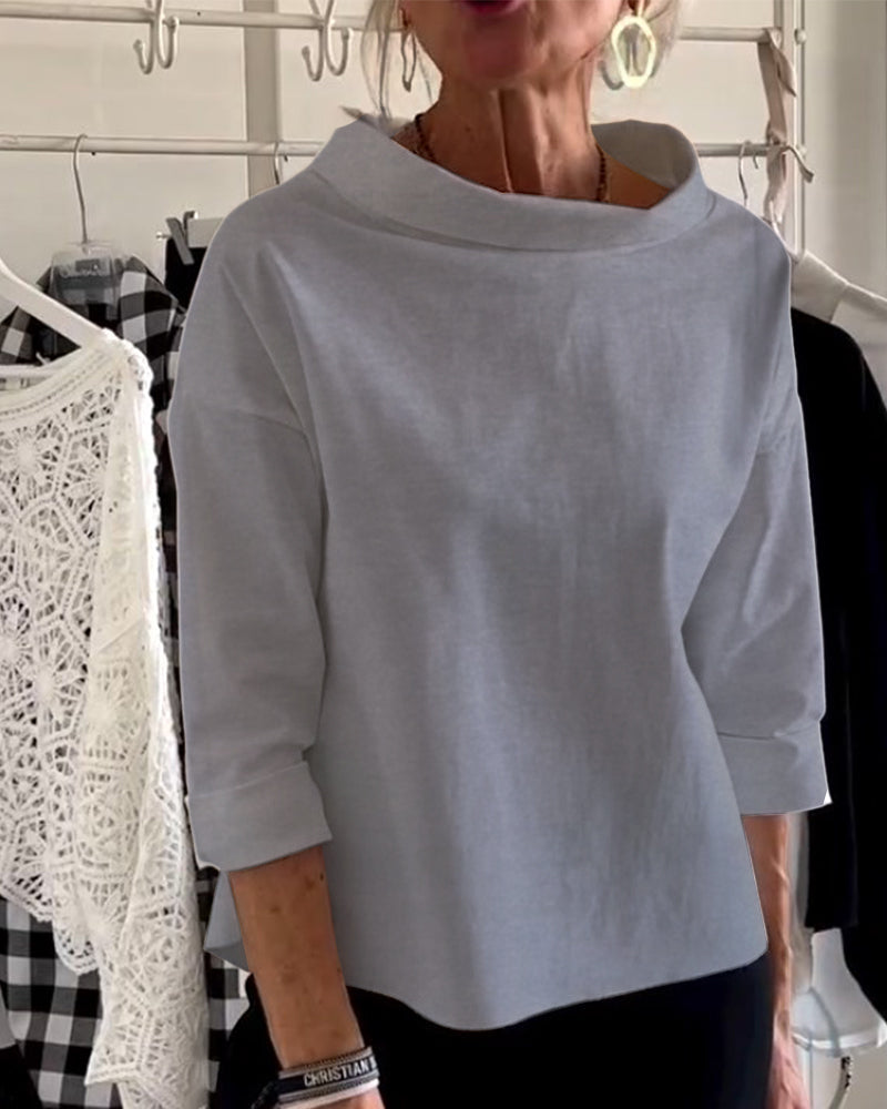 Dames Top met Waterval Hals en Driekwart Mouwen