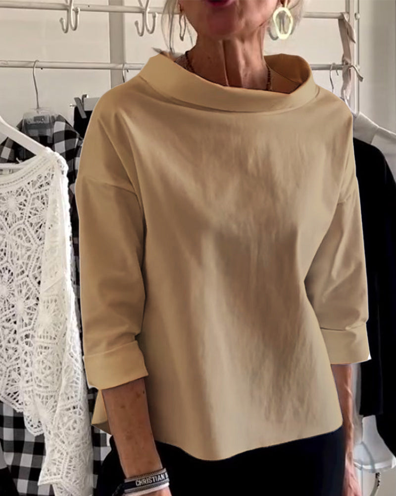 Dames Top met Waterval Hals en Driekwart Mouwen