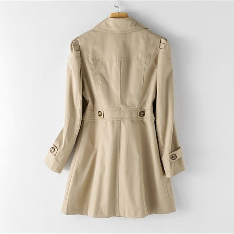 Dames Trenchcoat Halflang met Knopen en Omslagkraag