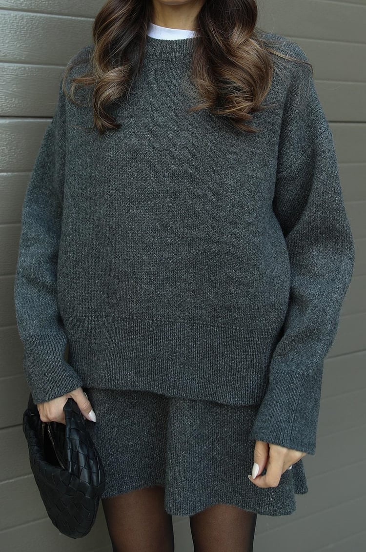 Dames Tweedelige Set met Oversized Trui en Korte Rok