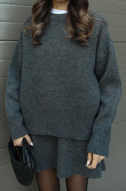 Dames Tweedelige Set met Oversized Trui en Korte Rok