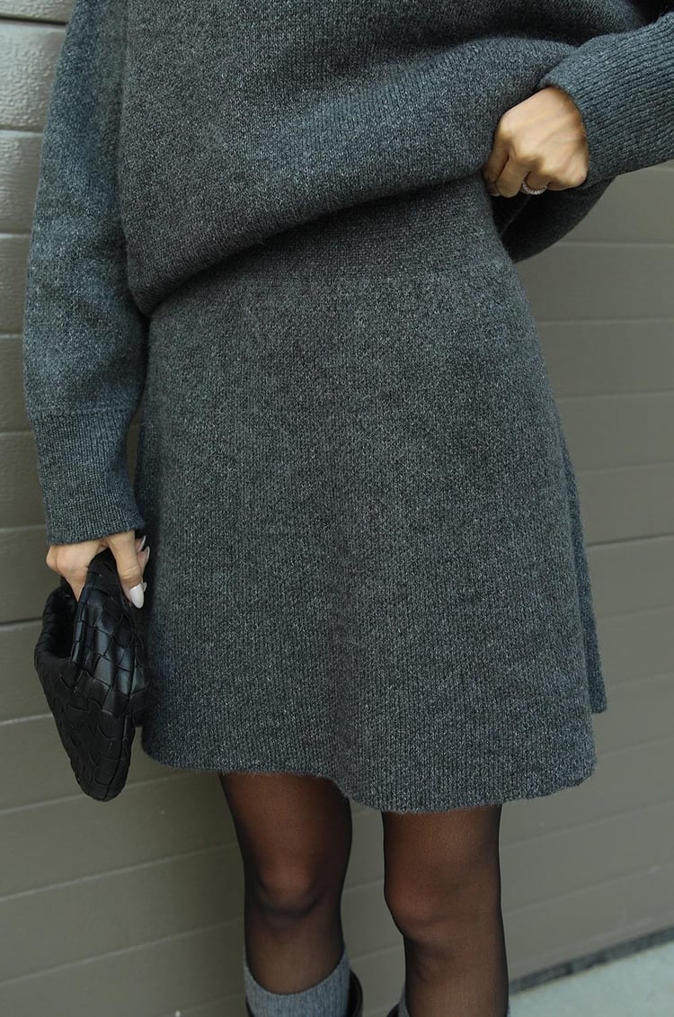 Dames Tweedelige Set met Oversized Trui en Korte Rok