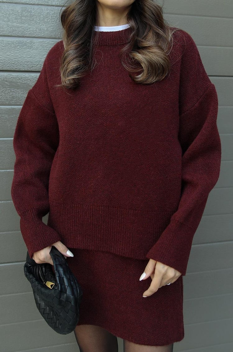 Dames Tweedelige Set met Oversized Trui en Korte Rok