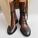 Dames Veterboots met Ronde Neus en Neuskap