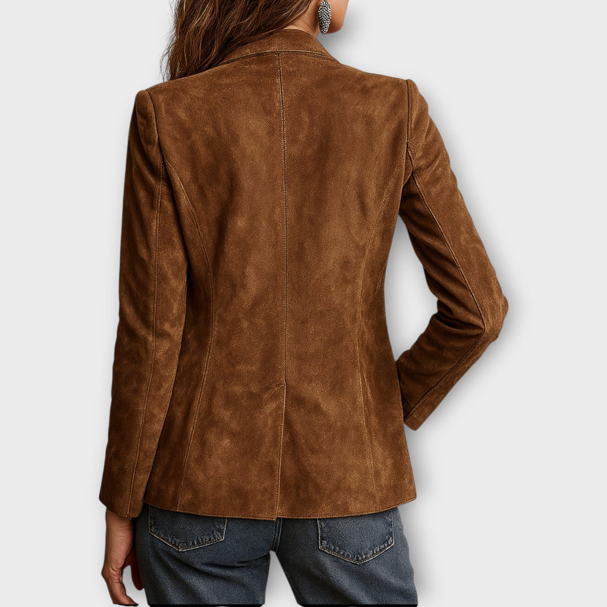 Dames Vintage Blazer met Voorknopen en Opgestikte Zakken