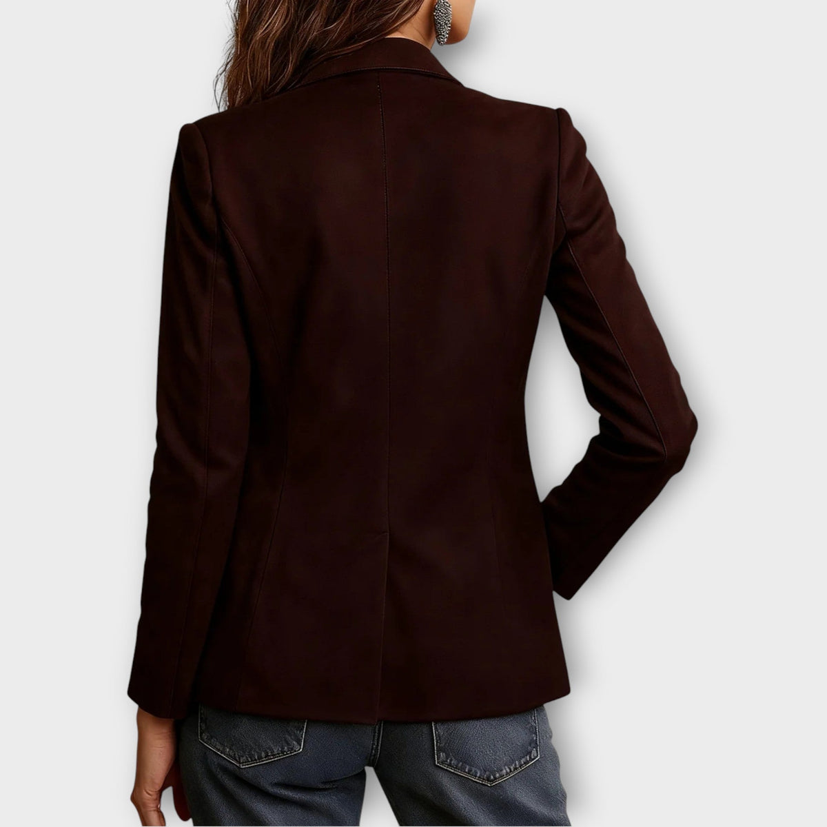 Dames Vintage Blazer met Voorknopen en Opgestikte Zakken