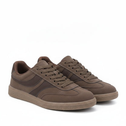 Dames Vintage Sneakers met Vetersluiting en Ronde Neus