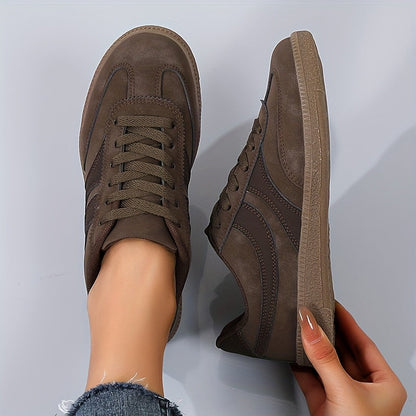 Dames Vintage Sneakers met Vetersluiting en Ronde Neus