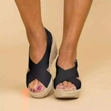 Dames Wedge Sandalen met Gekruiste Banden en Espadrille Zool