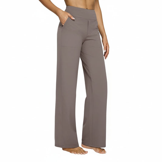 Dames Wide Leg Broek met Hoge Taille en Zijzakken