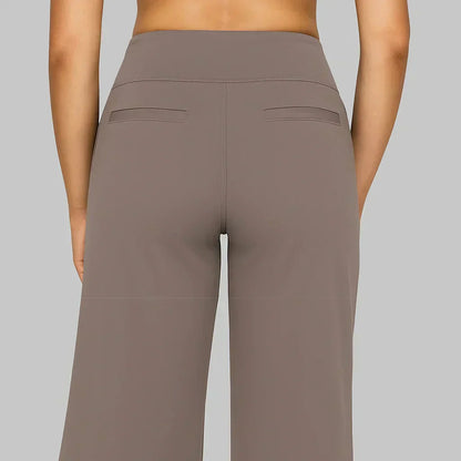 Dames Wide Leg Broek met Hoge Taille en Zijzakken