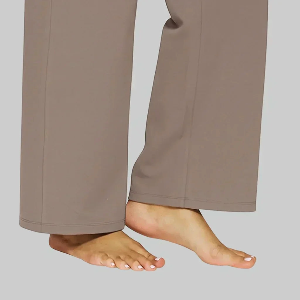 Dames Wide Leg Broek met Hoge Taille en Zijzakken