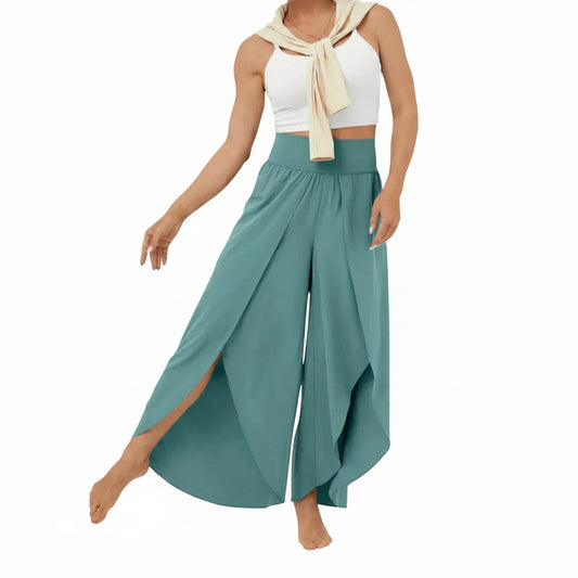 Dames Wijde Broek met Hoge Taille en Zijsplit