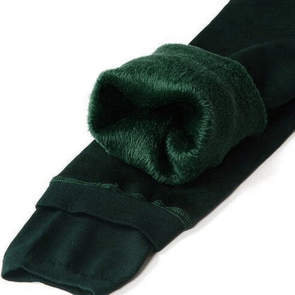 Dames Winter Leggings met Gevoerde Binnenkant en Hoge Taille Groen One size