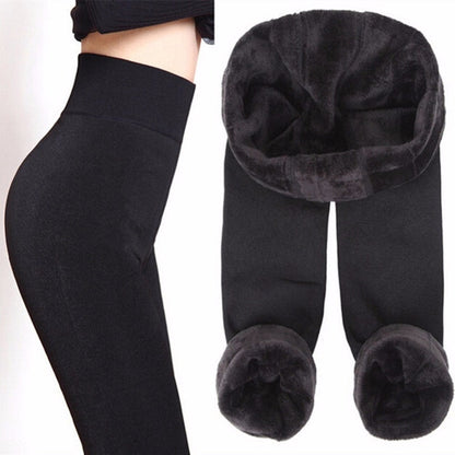 Dames Winter Leggings met Gevoerde Binnenkant en Hoge Taille Zwart One size