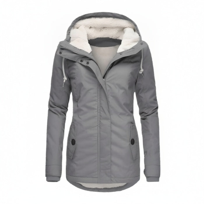 Dames Winterjas met Capuchon en Ritssluiting Gevoerd Getailleerd Model