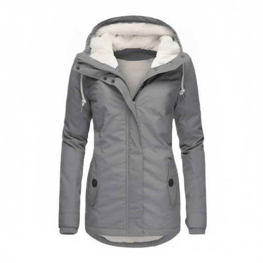 Dames Winterjas met Capuchon en Ritssluiting Gevoerd Getailleerd Model