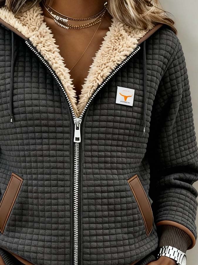 Dames Zip Hoodie met Capuchon en Sherpa Voering