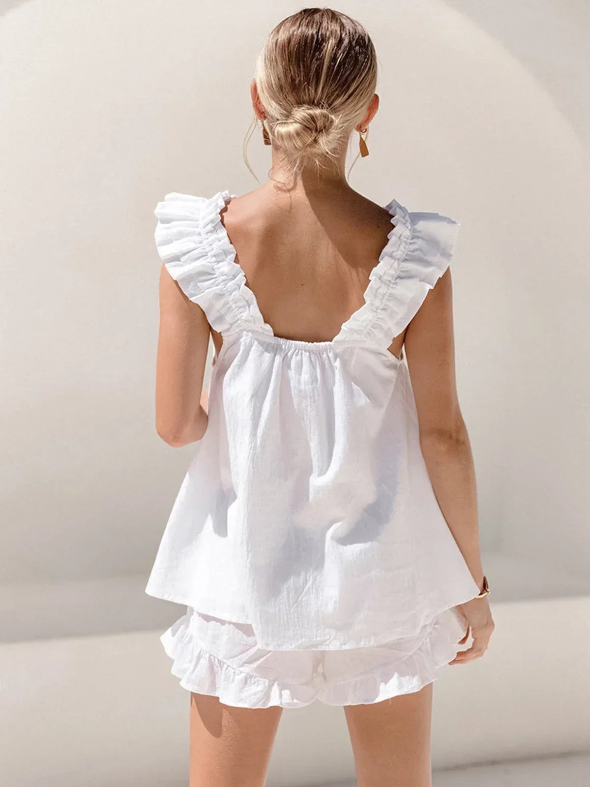 Dames Zomerset Mouwloze Top met Volants en Short