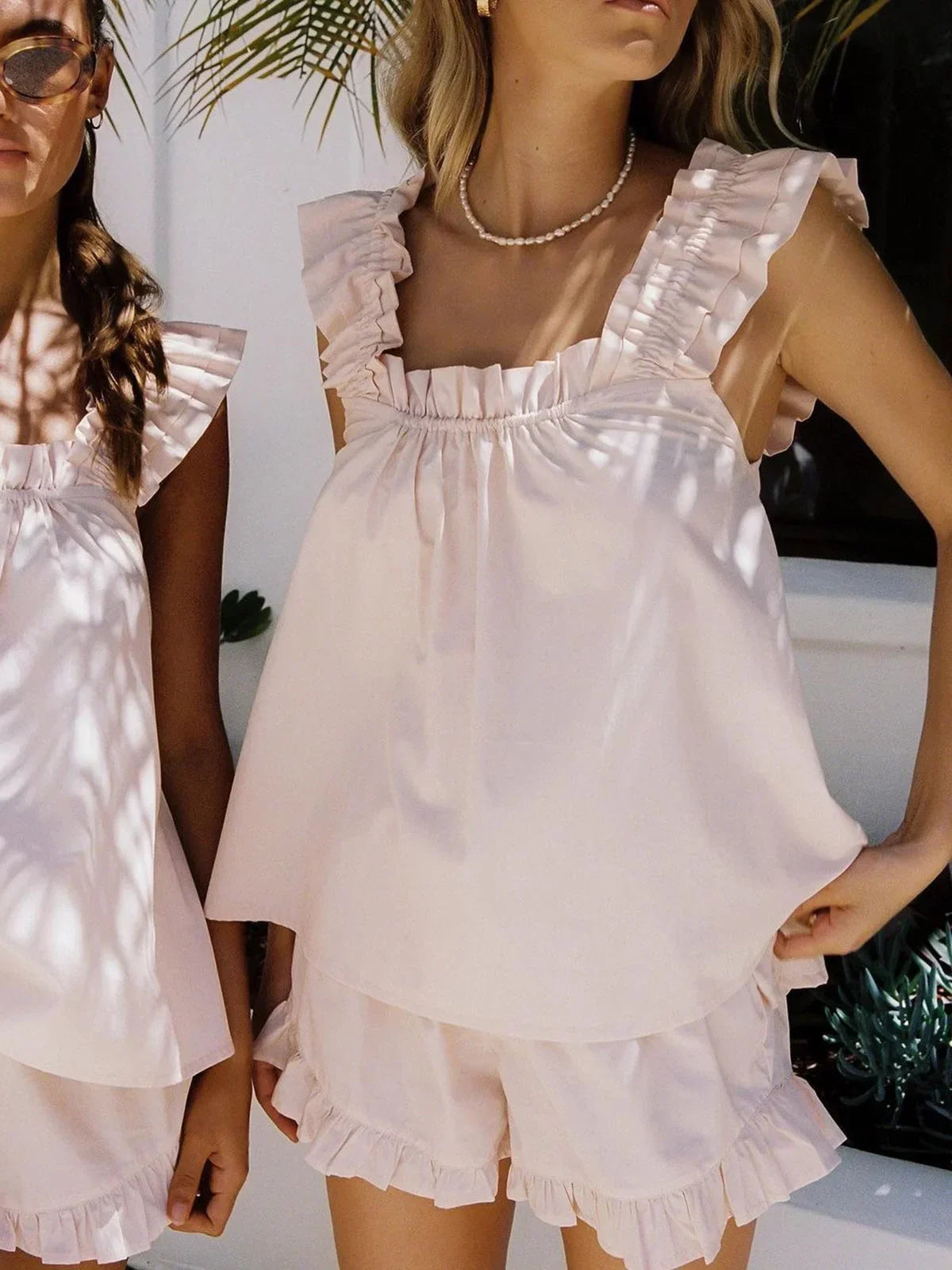 Dames Zomerset Mouwloze Top met Volants en Short