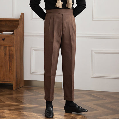 Heren Pantalon met Rechte Pasvorm Donkerbruin