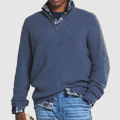 Heren Trui van Kasjmier met Ritssluiting Blauw