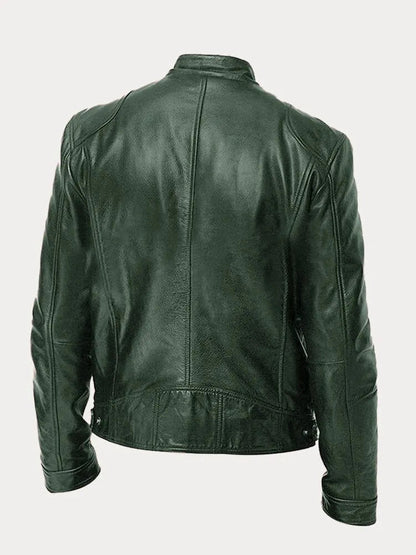 Heren Biker Jacket met Staande Kraag en Ritssluiting