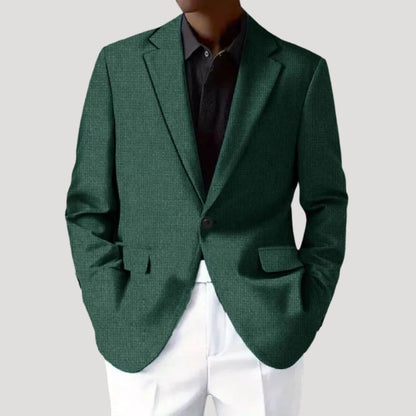 Heren Blazer met Getailleerde Pasvorm en Revers Kraag Groen