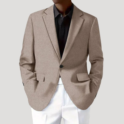 Heren Blazer met Getailleerde Pasvorm en Revers Kraag Beige
