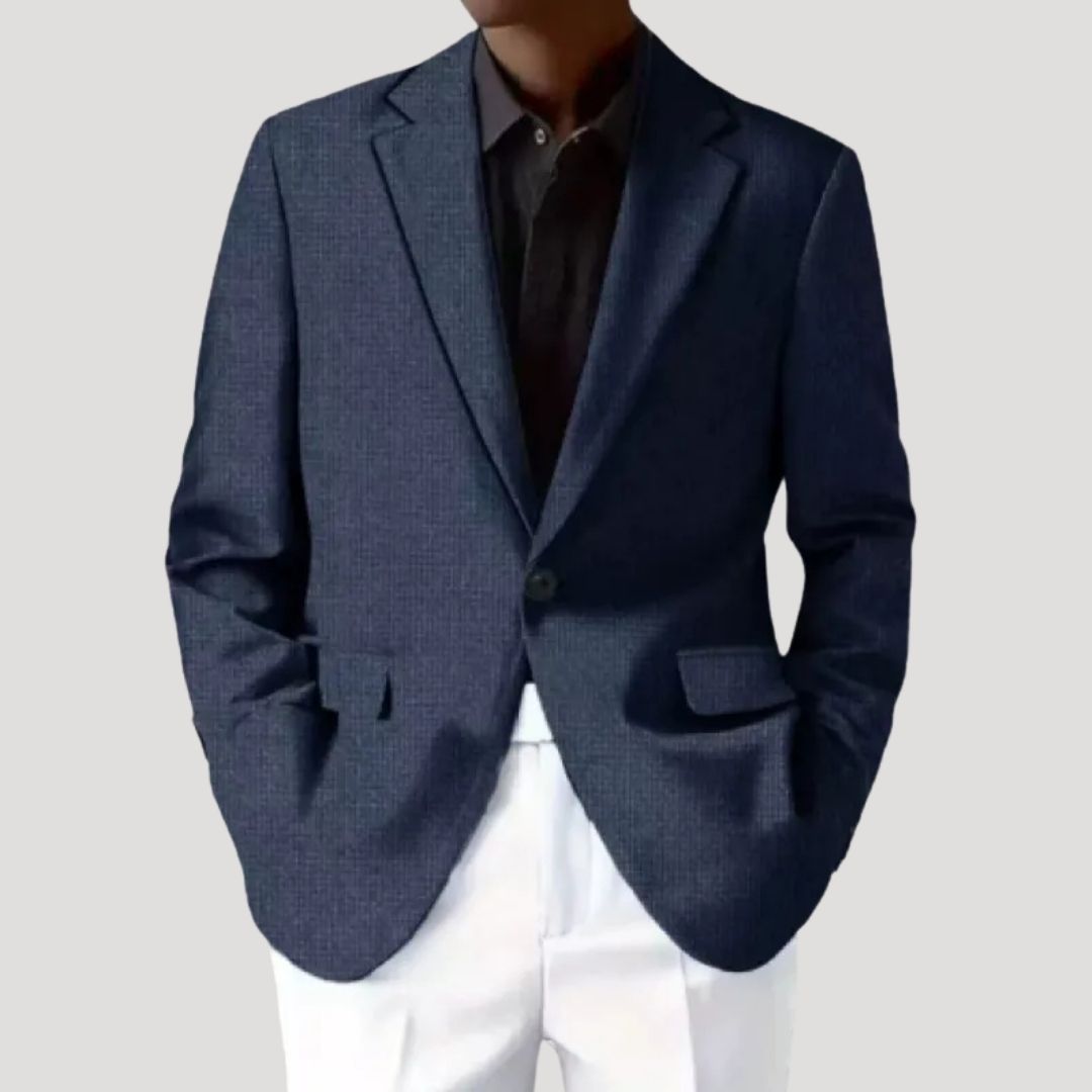 Heren Blazer met Getailleerde Pasvorm en Revers Kraag Marine