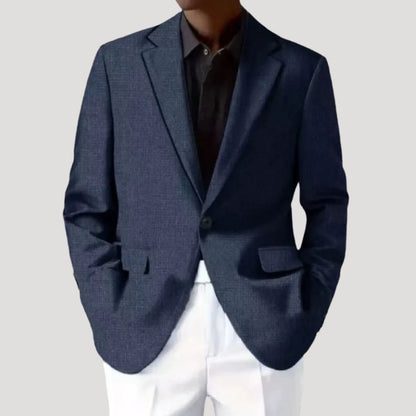 Heren Blazer met Getailleerde Pasvorm en Revers Kraag Marine