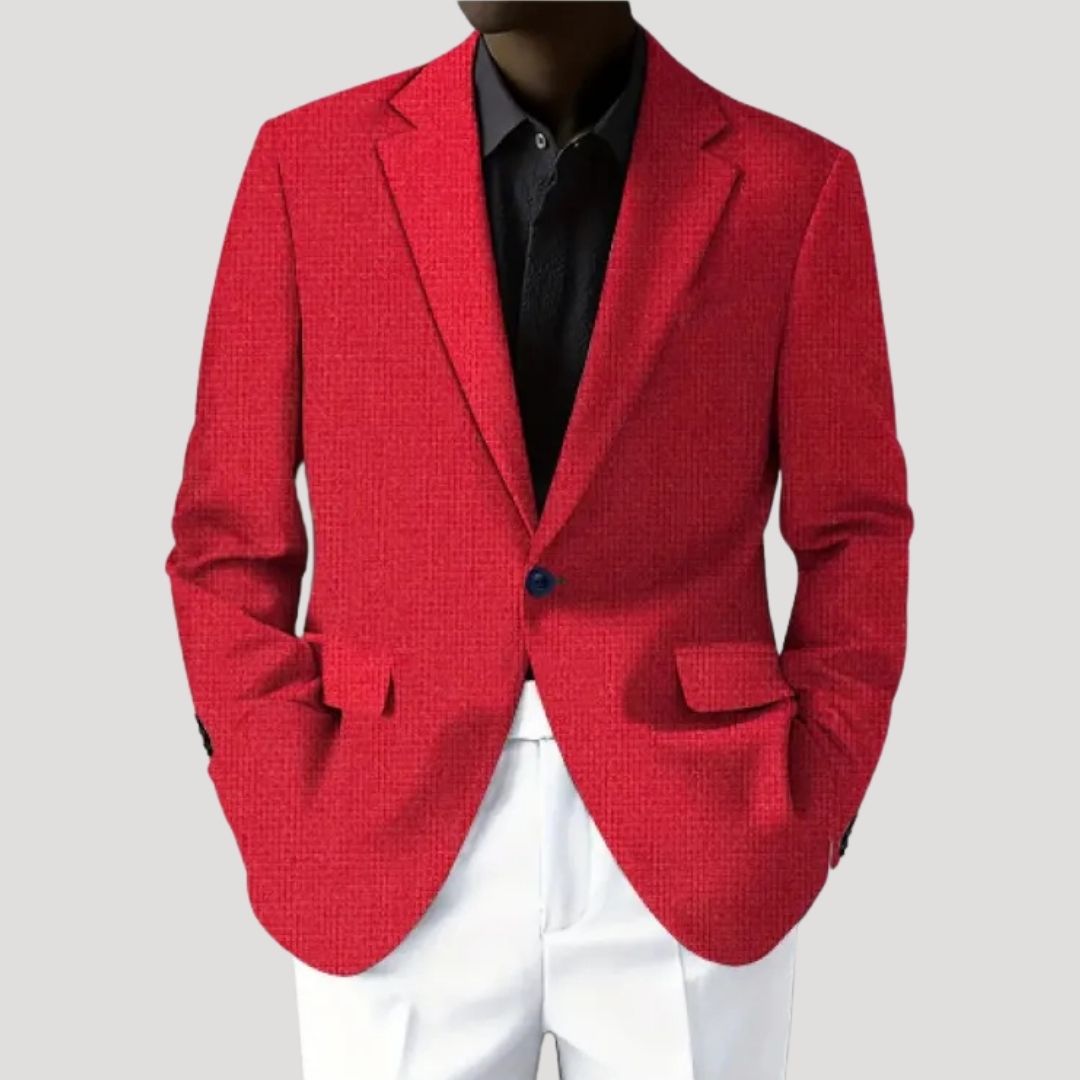 Heren Blazer met Getailleerde Pasvorm en Revers Kraag Rood