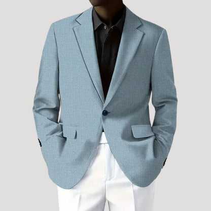 Heren Blazer met Getailleerde Pasvorm en Revers Kraag Lichtblauw