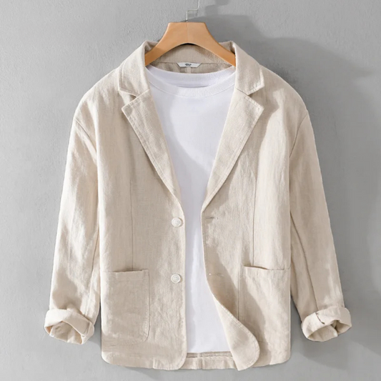 Heren Blazer met Relaxte Pasvorm Beige