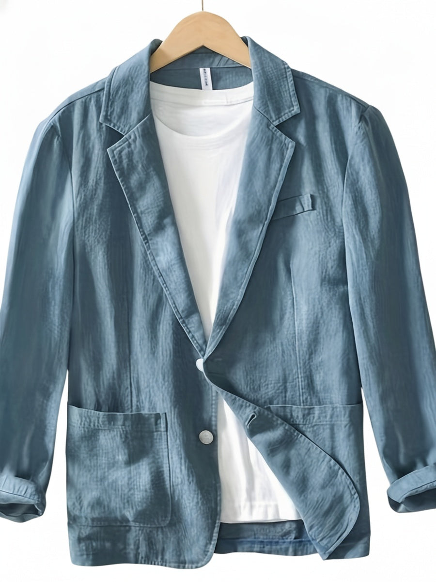 Heren Blazer met Revers en Knoopsluiting Regular Fit