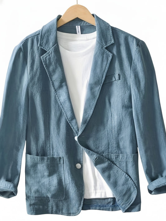 Heren Blazer met Revers en Knoopsluiting Regular Fit